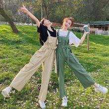 背带裤女小个子ins网红套装学生韩版宽松显瘦春夏2024连体裤潮