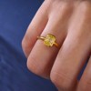 热销 s925纯银方牌黄钻戒指女简约百搭复古ins风钻戒 一件代发|ru