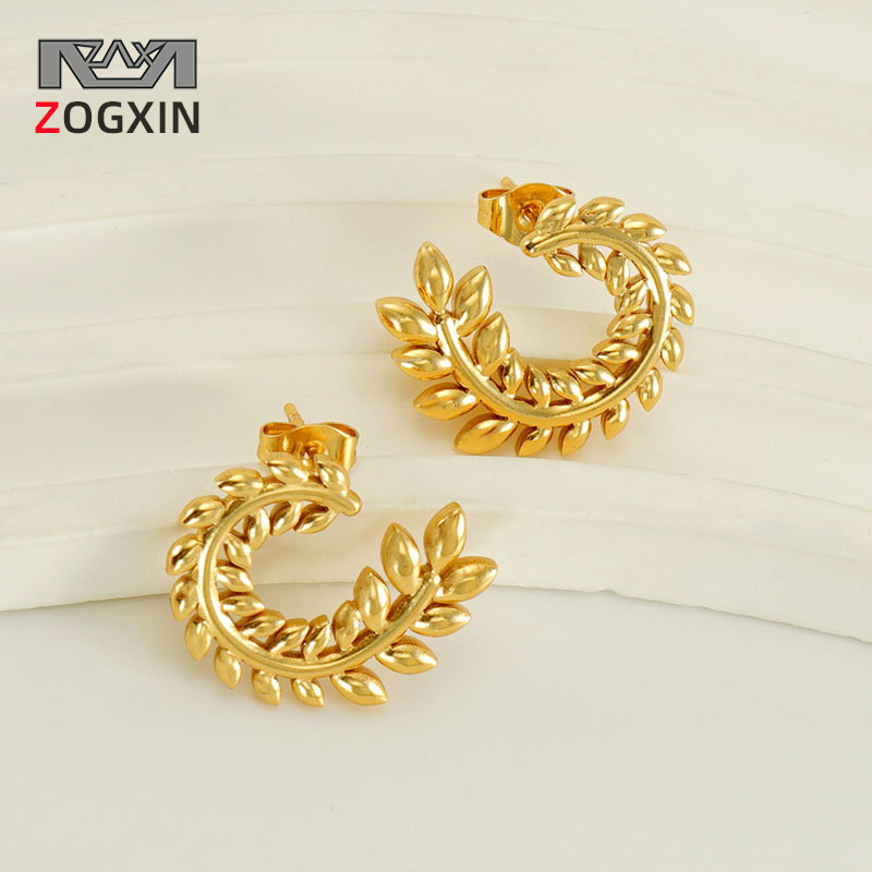 Nuevo europeo y americano de alto grado de diseño de nicho de trigo pendientes de oreja de moda exquisita Luz de lujo de acero inoxidable pendientes al por mayor