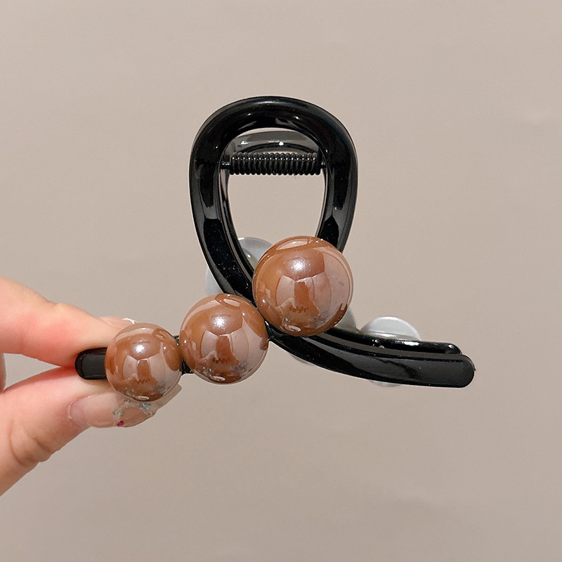 Pinza de pelo de felpa elegante para mujer, tamaño grande para cabello grueso, sensación de alta gama, horquilla, pinza de tiburón para la parte posterior de la cabeza para otoño e invierno, accesorio para el cabello.