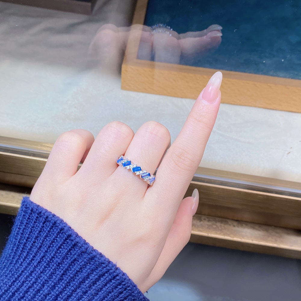 High Carbon Diamond Inlay Material Rings Classification 1 Piece Quantity Daily Occasion 925 Sterling Silver High Carbon Diamond Water Droplets Rings