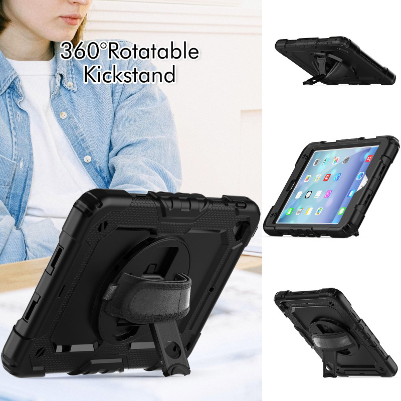 Suitable for Apple Tablet iPad mini 4/5 Hand Strap Shoulder Strap Turntable Silicone Three-proof Outdoor Activity Protective Case