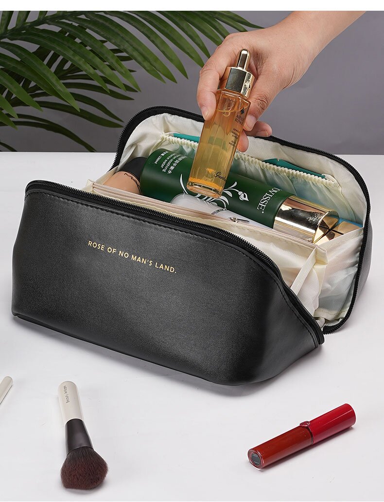 Transfronterizo de alta calidad de la PU de cuero nube almohada bolsa de cosméticos de gran capacidad portátil caso de cosméticos bolsa de lavado de viaje portátil