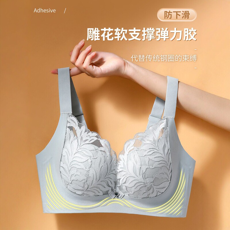 Adjustable Large Bust Minimizing Bra for Women, Lace Thin Style, Anti-Slip, Anti-Sagging, Side Breast Gathering, Wireless Bra