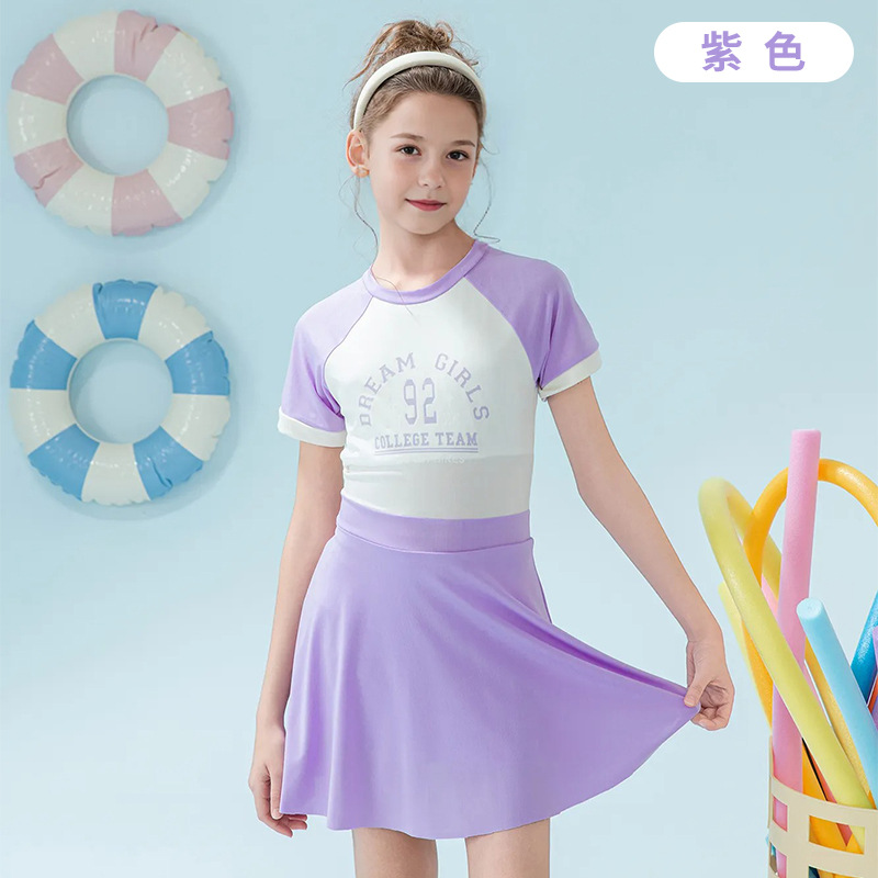 2025 nuevo traje de baño para niñas, estudiantes de secundaria, período de desarrollo, adolescencia, dulce y conservador de una pieza, niños grandes, niñas, verano