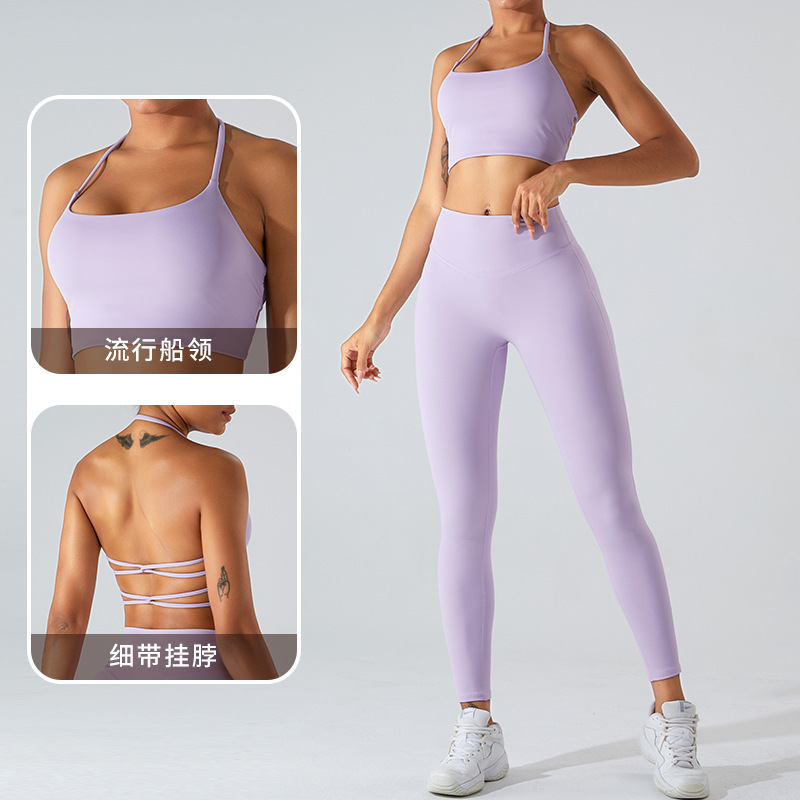 Europa y América Cruz espalda ropa interior deportiva otoño e invierno corriendo a prueba de golpes push up yoga chaleco de secado rápido fitness top