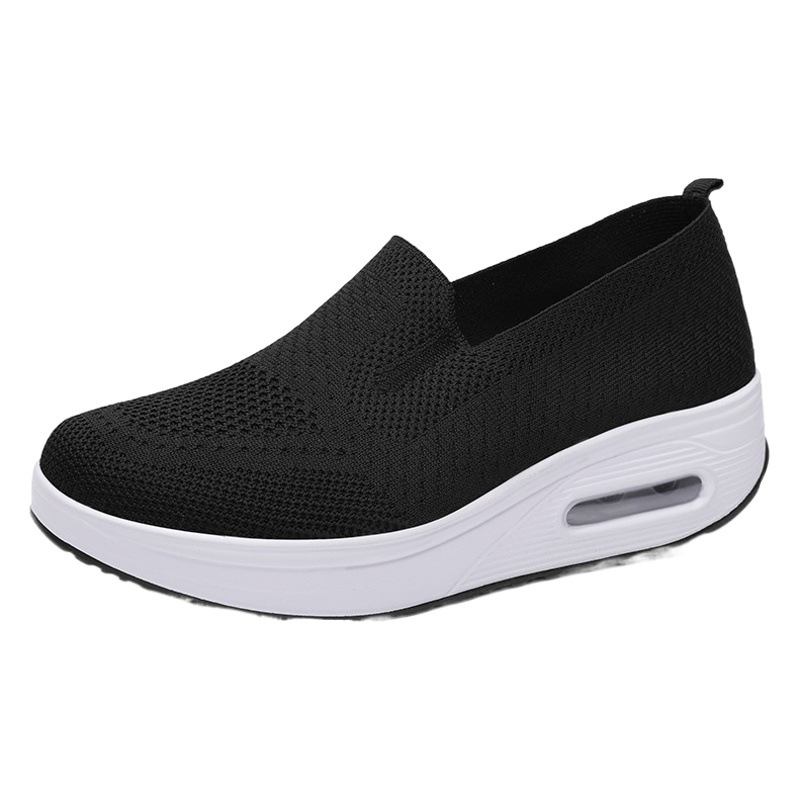 Zapatos de mujer mecedora de otoño al por mayor slip-on volando malla tejida zapatos para caminar plataforma de mujer moda casual deportes zapatos de mujer
