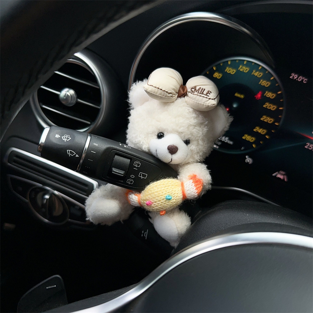 Decoración de coche, linda y linda pantalla de oso, decoración de consola central de coche de dibujos animados, decoración de coche, diosa del coche