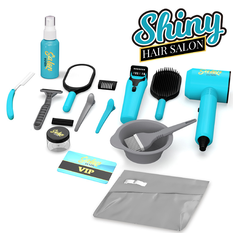 Secador de pelo eléctrico transfronterizo para niños, barra de lacio, juego de corte de pelo, herramientas de vestir, herramientas de peluquería, juguetes de juego para el hogar