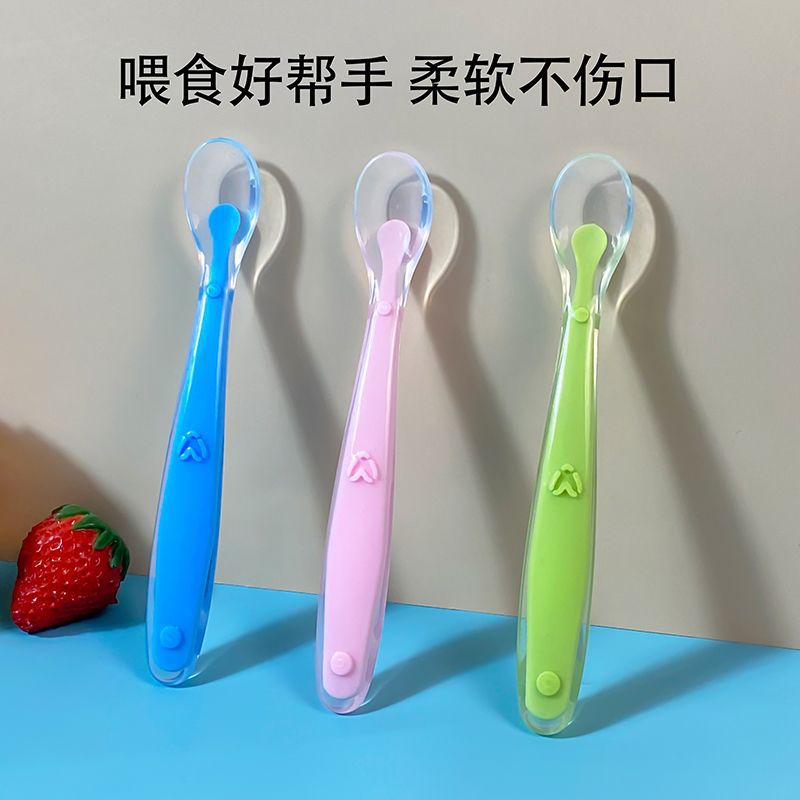Baby silicone spoon baby soft spoon newborn baby food spoon for more than 6 months feeding tableware factory wholesale