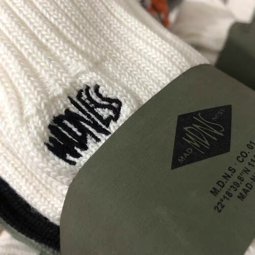 Champion MDNS, same as Mandy Leung, orange edge striped embroidery mid-calf socks, street-style thick knit socks, INSA men's and women's sports socks