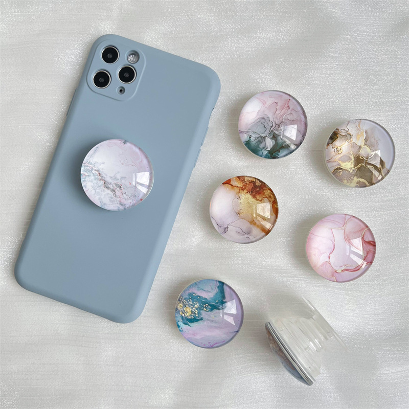 24g Weight Mobile Phone Universal Applicable Brands Airbag Bracket Classification Glass Material Marble Pattern Chinoiserie, Simple Style Style Marble Glass Chinoiserie Simple Style Mobile Phone Universal Airbag Bracket 4