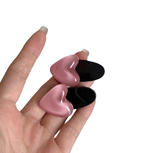 Side pink love hair clip girly heart cute female side clip sweet temperament bangs clip single side internet celebrity hair clip