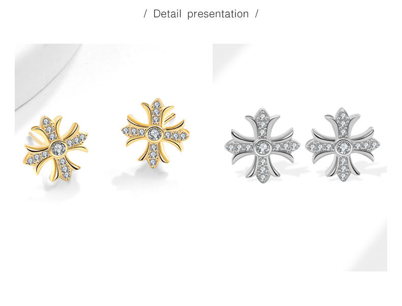 925 Sterling Silver Material 1 Pair 925 Sterling Silver 925 Sterling Silver Earrings Cross Small Stud Earrings