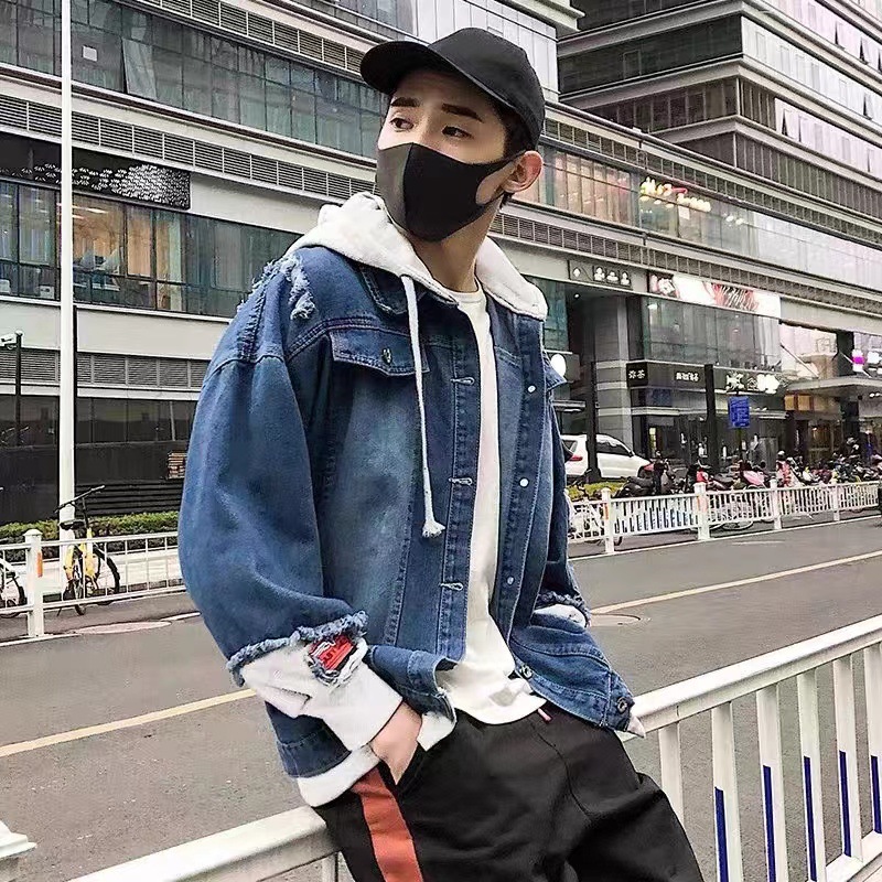 TikTok transmisión en vivo calidad marca de moda ins estilo de Hong Kong Chaqueta de mezclilla abrigo de mezclilla de celebridad de Internet para hombres Primavera y otoño