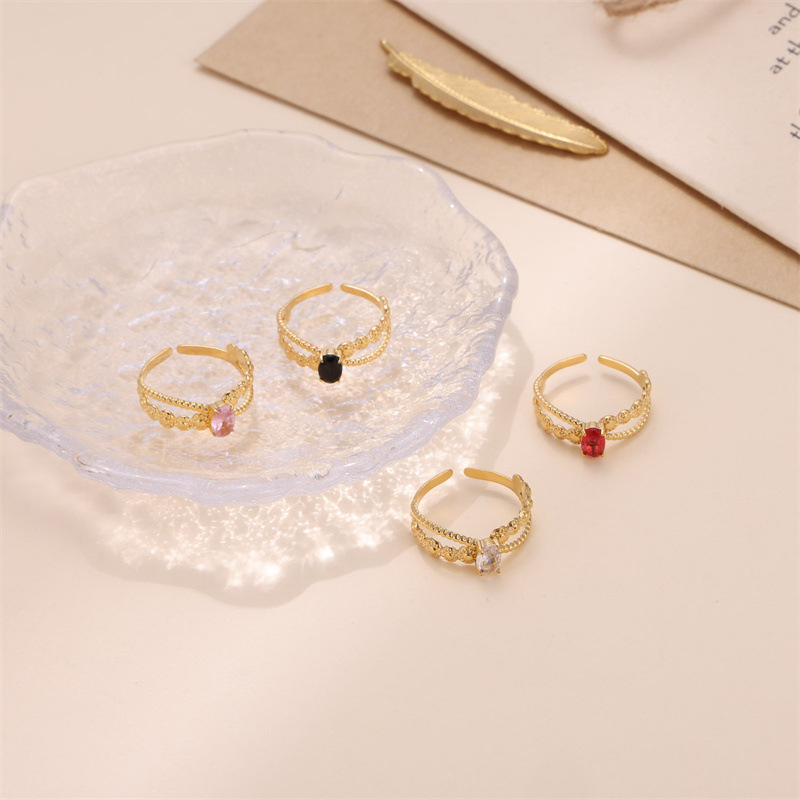 Stainless Steel Simple Style Geometric Plating Inlay Zircon Open Rings display picture 4