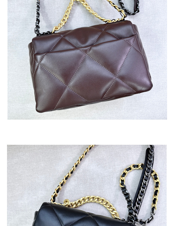 Damen Umhängetasche Aus Echtem Lammleder Mit Rautensteppung Kette_voghion.com