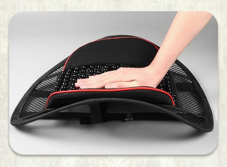 Car lumbar support with wooden beads, breathable backrest cushion, seat lumbar support, driving waist protector, waist support for summer use in cars
