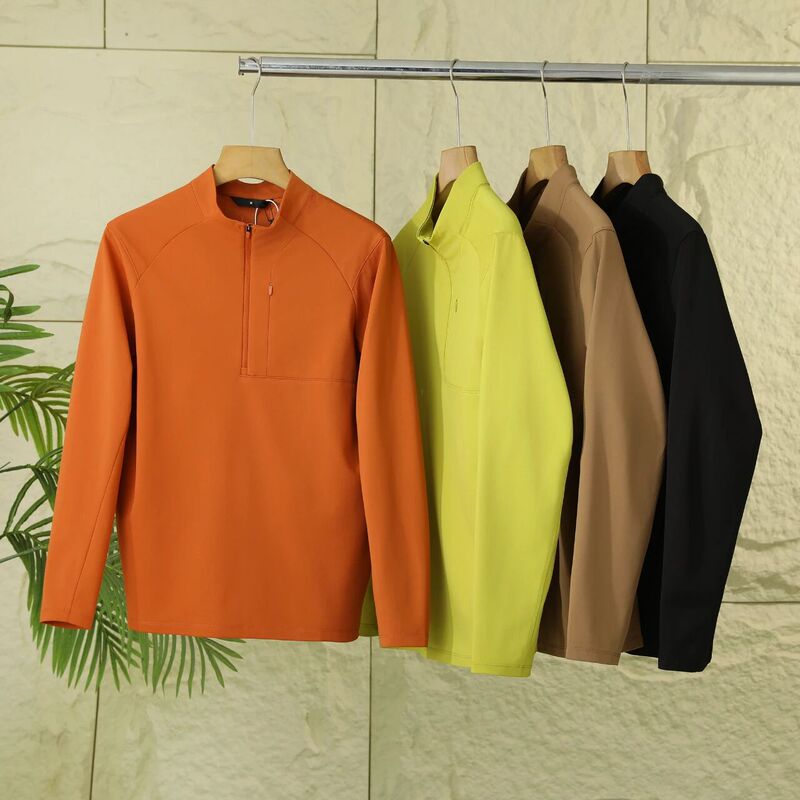Feijijia Lt Series 2025 Autum New Thin Stand-Up Collar Half-Zip Fleece Sweatshirt Outdoor Long-Sleeved T-Shirt for Men
