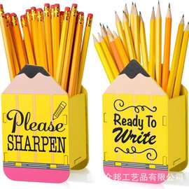 木质笔筒铅笔形状学生文具盒办公室桌面摆件装饰品实木铅笔盒