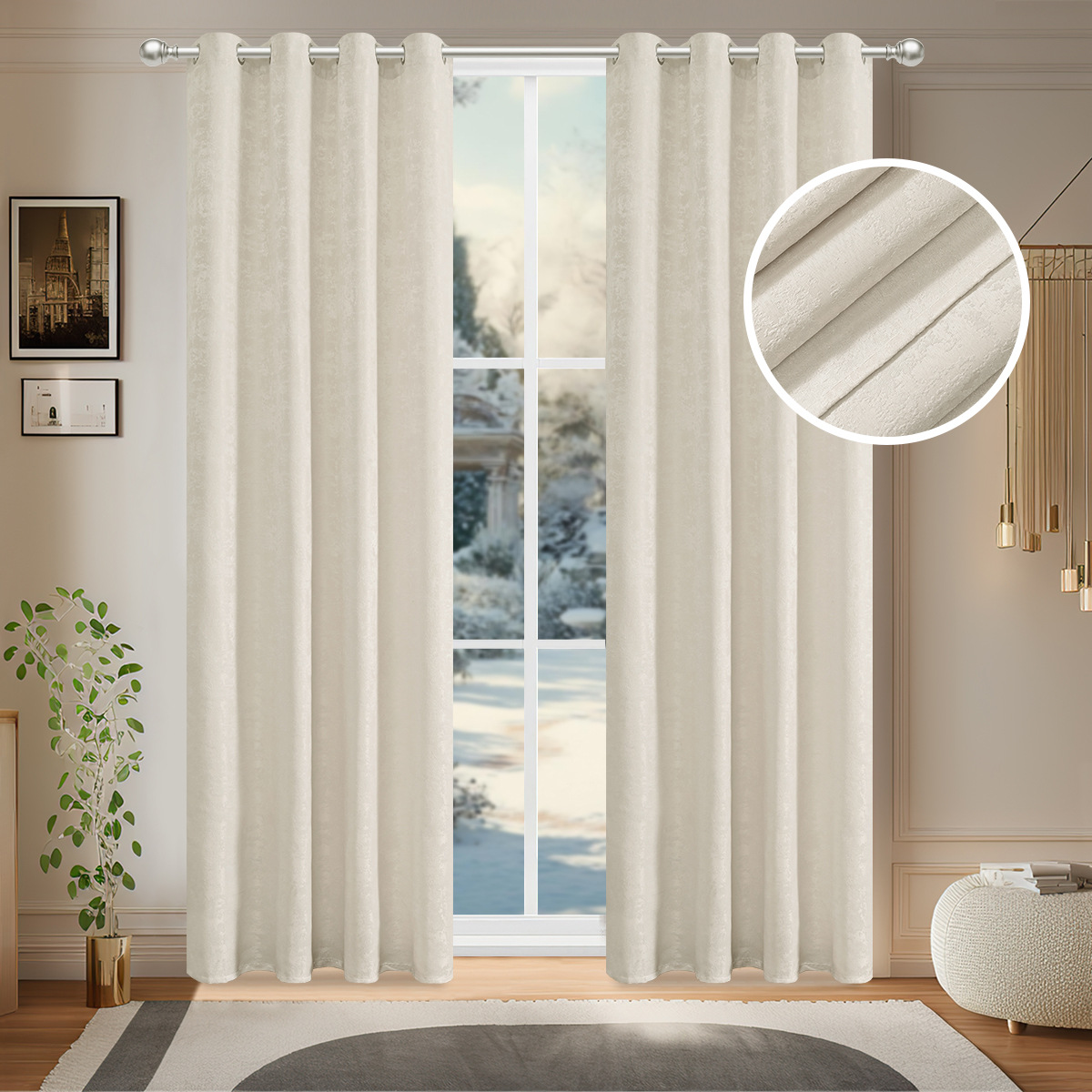 Amazon transfronteriza nueva luz y sombra brillante cortina de sombra cortina de perforación de dormitorio cortina de protección solar TEMU