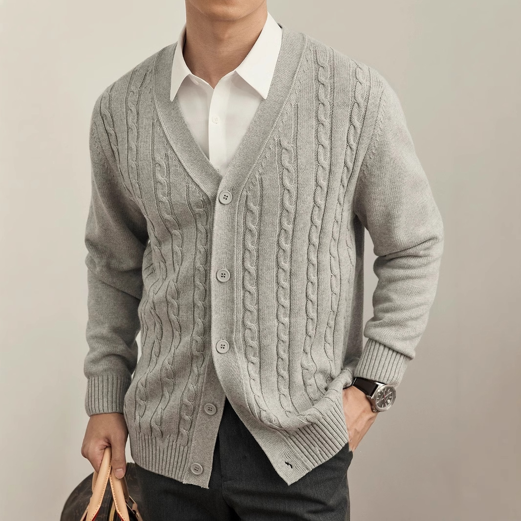 American-style trendy spring and autumn new men's knitted sweater, fashionable knitted cardigan, casual and handsome outerwear.