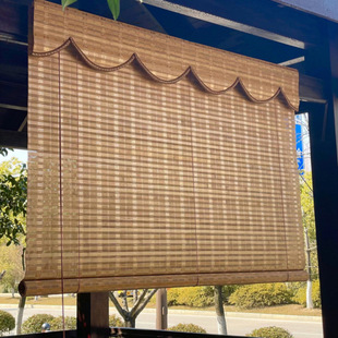 Bamboo Curtain Household Roller Curtain Door Curtain Sunshade Sunscreen Tea Room Restaurant Chinese Hook Type Lifting Partition Door Curtain