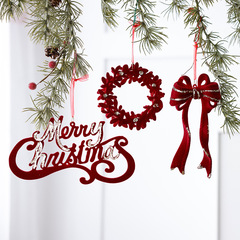 新商品クロスボーダークリスマス装飾ワインレッド植毛蝶結びヘラジカペンダントクリスマスツリー装飾花輪ペンダント