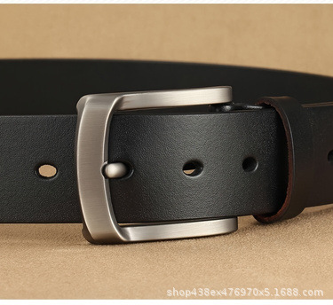 Fashion Business Vintage Men's Leather Belt with Alloy Pin Buckle and Daily Buckle Real Leather Waistband Men's Waistband Direct from Manufacturer