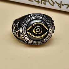 进口月亮星星系全知之眼男士复古戒指宇宙指环厂家直销银