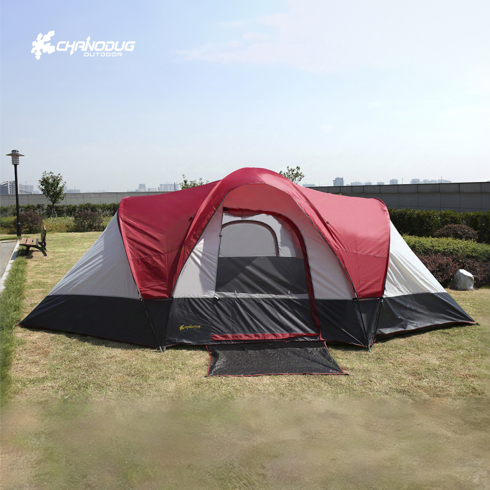 Foreign trade export outdoor camping tunnel tent two rooms one hall camping large group tent double waterproof tent