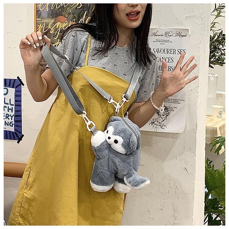 612g Weight Nylon Lining Material Zipper Closure Type Double Shoulder Straps Strap Type Casual, Shopping Occasion Plush Material Women's Backpack Backpack little bear, Dog, Sheep Pattern All Seasons Season Women's Gender Cute Style Cylindrical Shape Little Bear Dog Sheep Casual Shopping Women's Backpack 4
