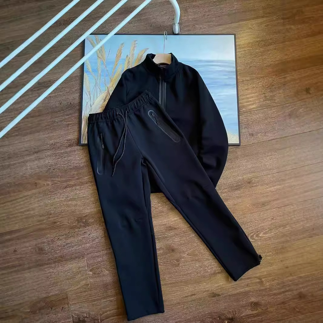 Vår och höst Nya sportset för män Tröja med halv dragkedja Stickade lösa byxor Raka rör Casual jacka Clip_voghion.com