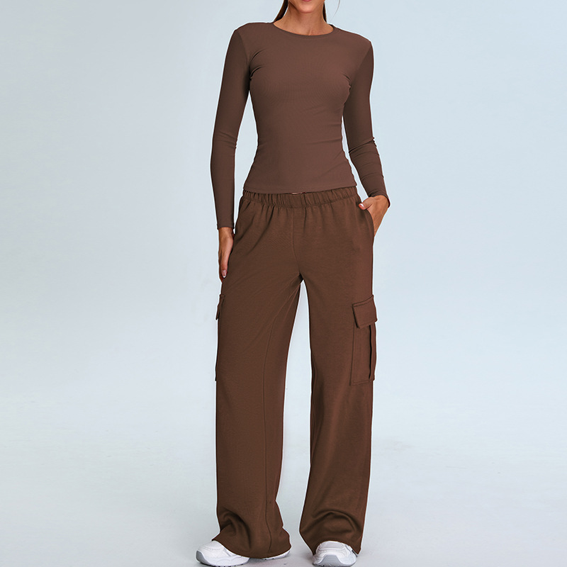 Cross-border nuevo desnudo y delgado yoga conjunto de ropa de fitness de mujeres relajado ocio pilates juego de ropa de ejercicio