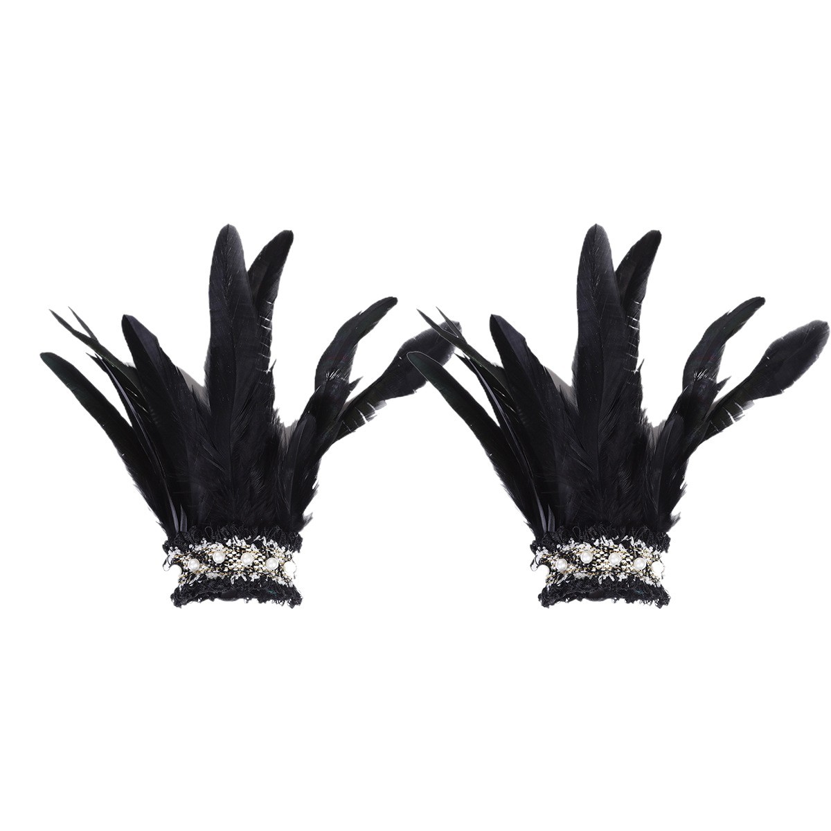 Brazaletes de plumas góticas transfronterizas de baile de maquillaje de fiesta de perlas de muñeca de carnaval decoraciones de joyas de mano