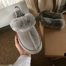 河南桑坡村2025新款秋冬季三穿菱格包头拖增高厚底羊毛拖鞋毛毛拖