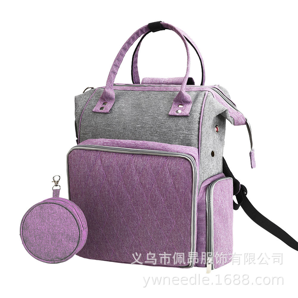 2023 nuevo doble hombro lana Ganchillo bolsa de Almacenamiento vacío color púrpura gris a juego Gran capacidad 600D Oxford tela