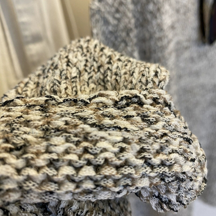 很随性！！上身藏肉又高挑，法式慵懒花纱显瘦一字双领针织衫女秋