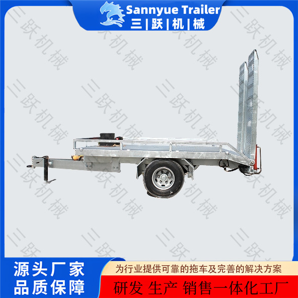 1T 拖车 工具拖车 热镀锌微型挖掘机拖车 带爬梯
