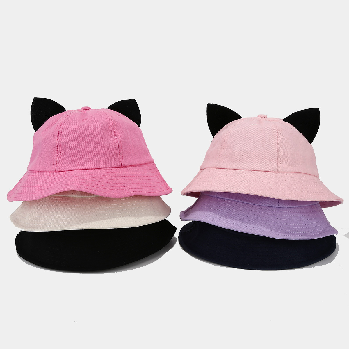 Marca de moda coreana de dibujos animados pequeño diablo oreja cúpula color sólido sombrero de pescador estilo universitario infantil lindo sombrero casual para el sol image 3