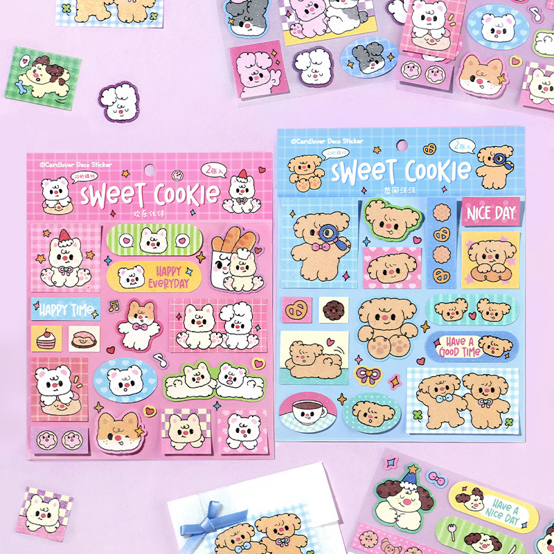 La carta de los amantes coreanos ins pegatinas de la serie de pastel dulce feliz cuentas de mano adorables pegatinas de material de tarjeta posterior de teléfonos celulares