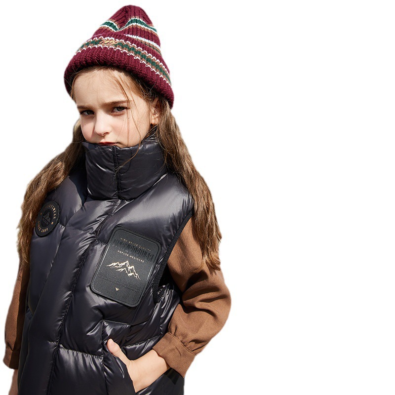 Kids' Lightweight Down Vest – 90% White Duck Fill Puffer Sleeveless Jacket, Breathable & Warm, Unisex Layering Piece For School & Outdoor (Black)_voghion.com