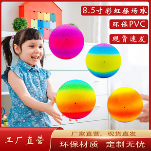 8.5inch American Rainbow Playground Ball 22cm Outdoor Pvc Racket Ball Toy Grass Ball Factory Customization