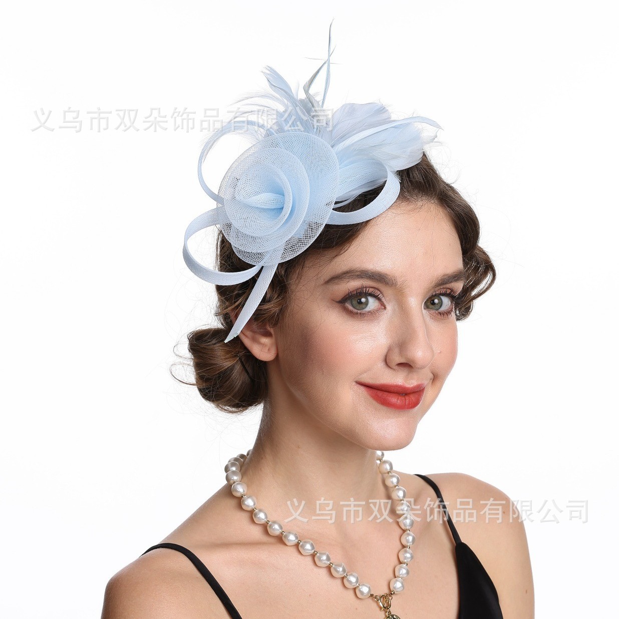 European and American Bridal Headwear, Horse Racing Festival Mesh Feather Hair Accessories, Wedding Banquet Tassel Hats, Cross-Border Supply