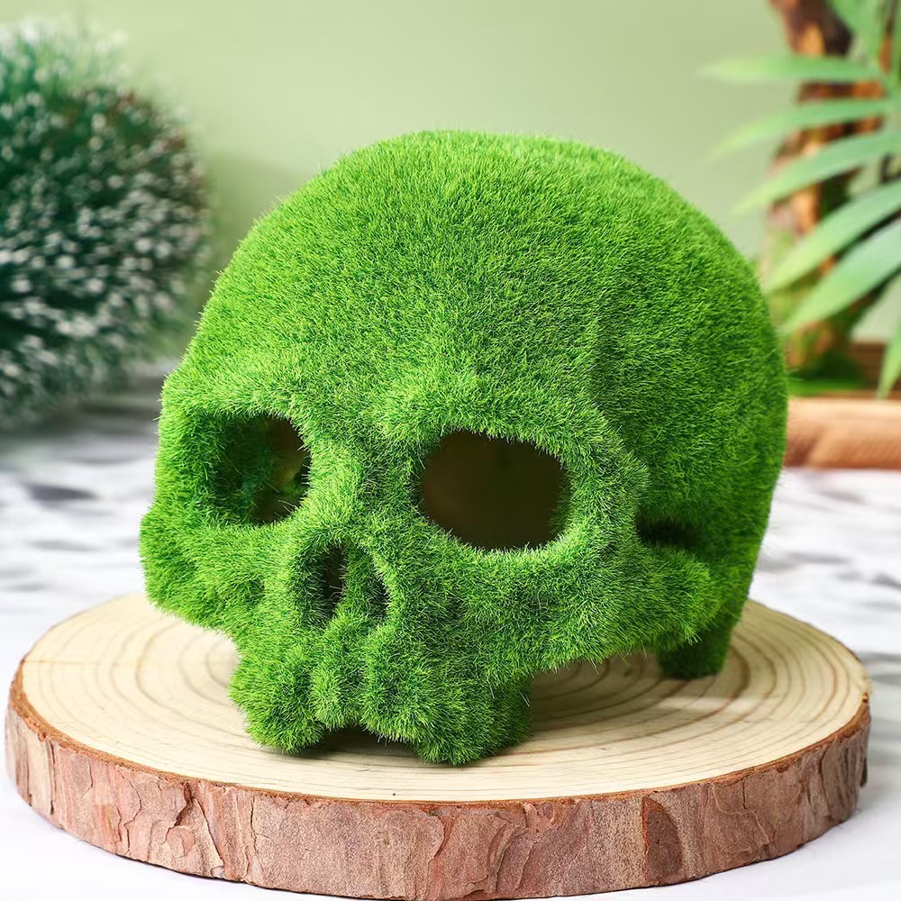 Fish tank landscaping moss skull ornaments aquarium layout skull…