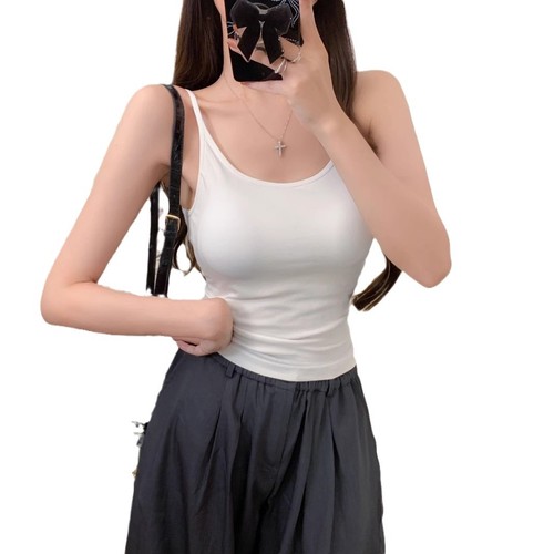 2128# Women's American-style large backless camisole innerwear spring beauty back bra integrated base layer with chest pads upper garment