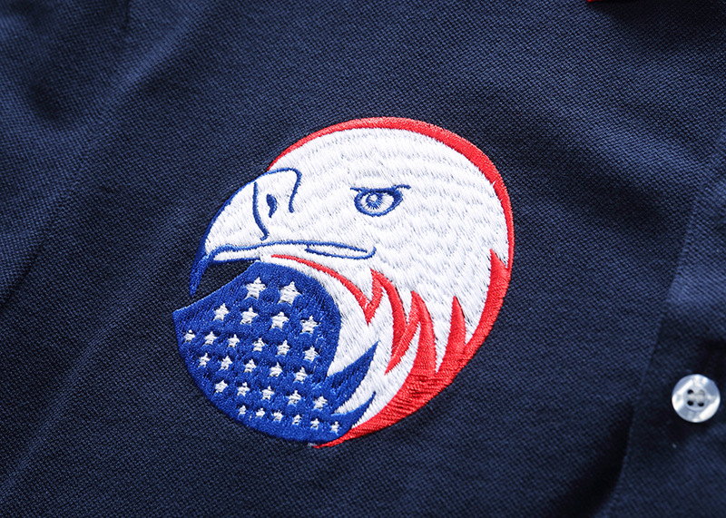 Men's Polo Shirt White Cotton With Eagle Embroidery For Men_voghion.com