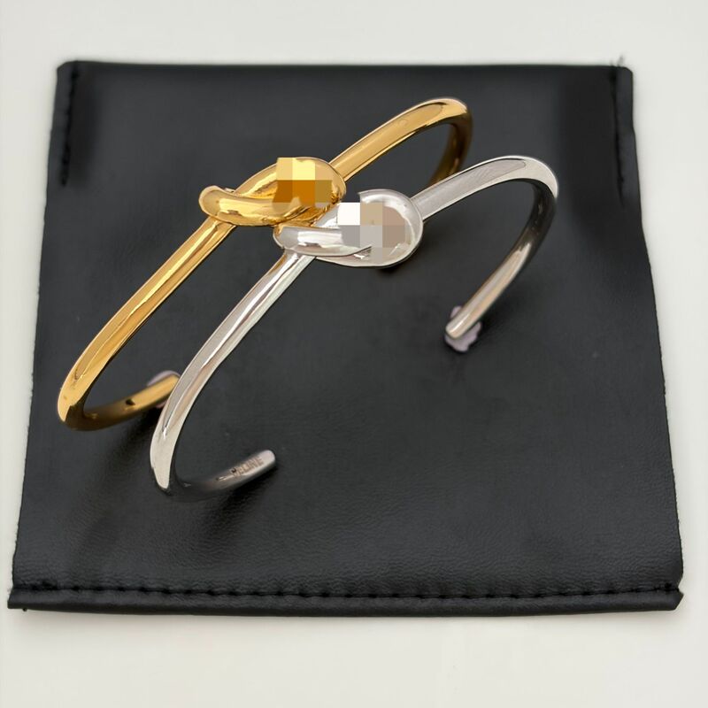 Arc De Triomphe Knot Brass Gold-Plated C-Shaped Adjustable Bracelet with Knot Design, Cross-Border Hot-Selling Foreign Trade Bracelet
