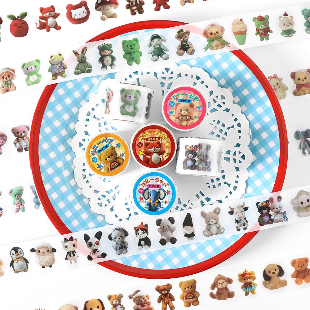 Infeel.Me Doll Paradise Series Washi Paper Die-Cut Tape - Cute Cartoon DIY Journal Decorative Stickers