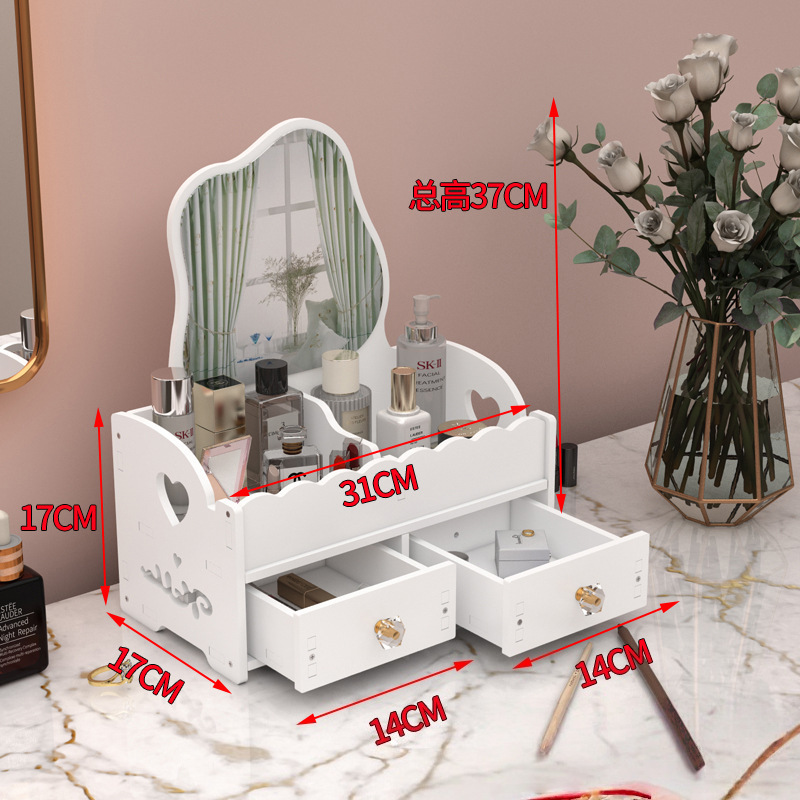 Espejo de maquillaje espejo portátil chica Internet celebridad escritorio vestidor espejo estudiante dormitorio tocador simple espejo con caja de almacenamiento